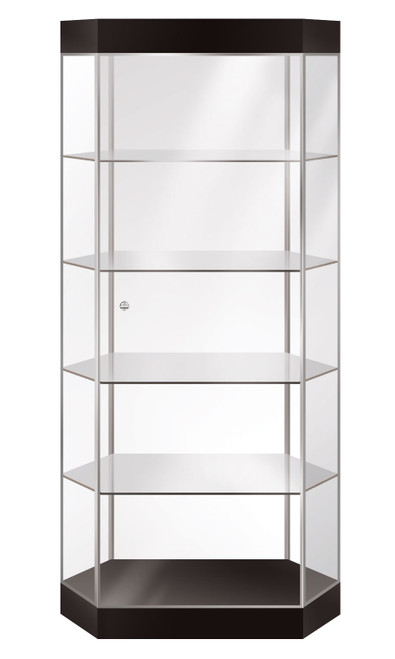 Stretch Hexagonal Metal Framed Tower Display Case with Lightzoom