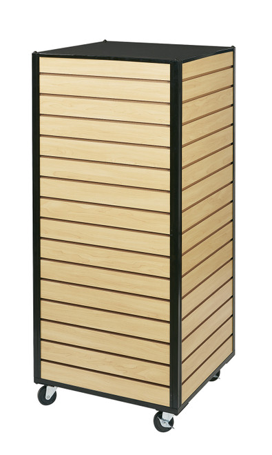 Maple Framed Rolling Slatwall Towerzoom