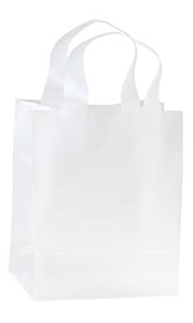 Medium Clear Frosted Plastic Shopping Bags - Case of 250zoom