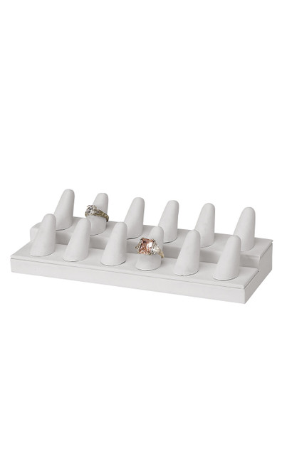 12-Finger White Faux Leather Ring Displayzoom