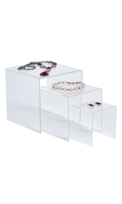 3, 4, 5 inch Square Nesting Clear Acrylic Display Risers - Set of 3zoom