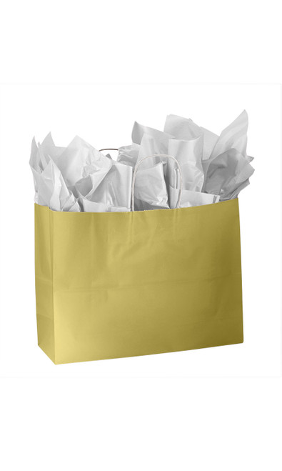 Large Glossy Gold Paper Shopping Bags - Case of 100zoom