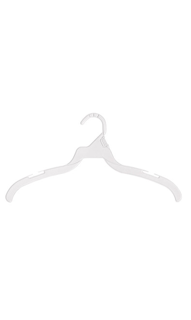 16 inch Sloped Shoulder White Plastic Dress Hangerszoom