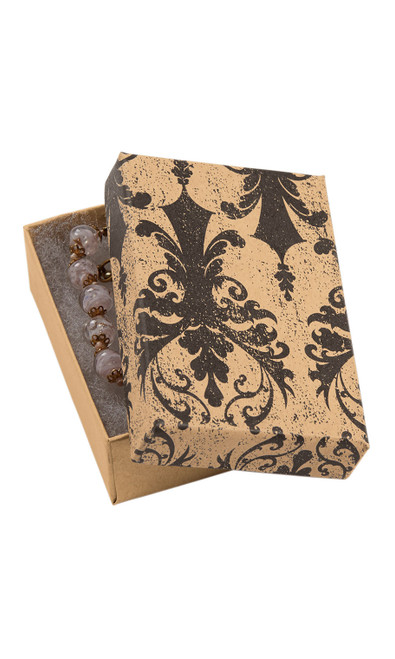 3 1/16 x 2 1/8 x 1 inch Cotton Filled Distressed Damask Jewelry Boxeszoom