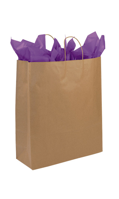Jumbo (Queen) - Natural Kraft Paper Shopping Bags - Case of 200