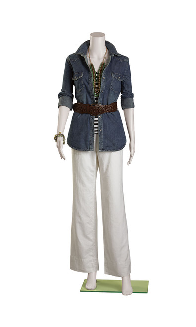 Female Headless White Plastic Mannequin- Straight Armszoom