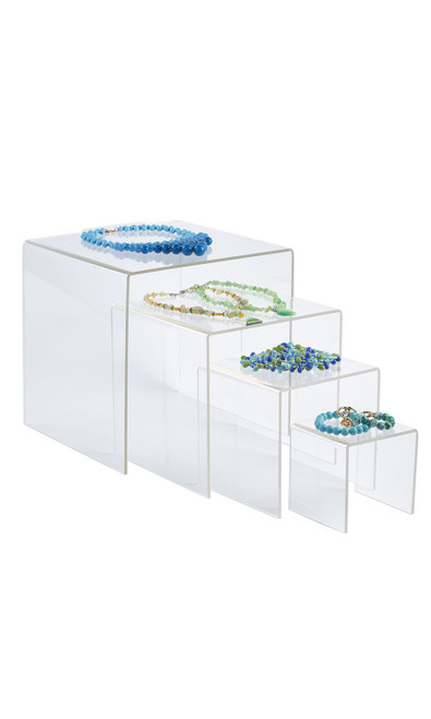 4, 6, 8, 10 inch Square Nesting Clear Acrylic Display- Set of 4zoom