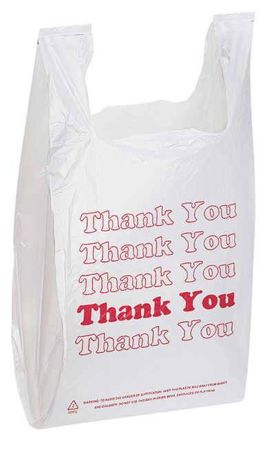White Thank You Plastic T-Shirt Bags – Case of 500zoom
