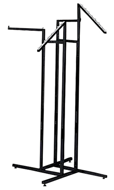 4-Way Black Clothing Rack with 2 Straight Arms and 2 Slant Armszoom