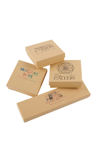 An image of several boxes with a custom printed design