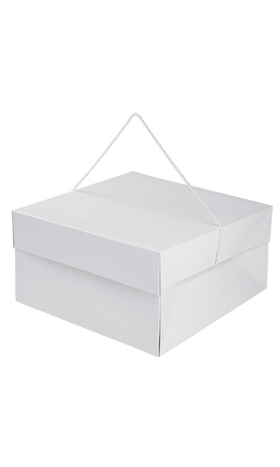 14 x 14 x 7 inch White Hat Boxes with Handleszoom