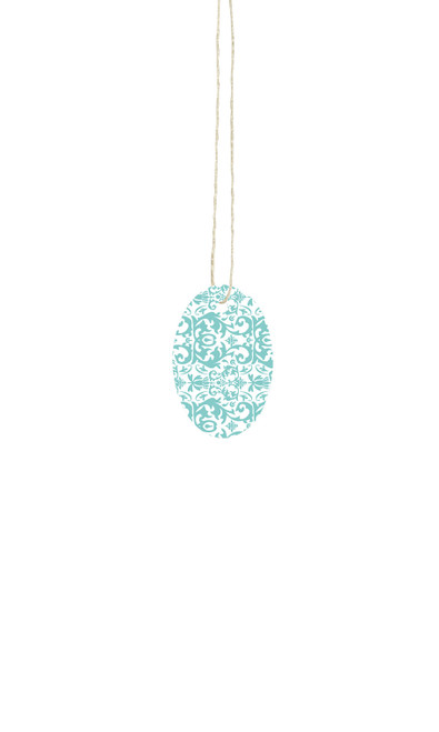 Small Strung Oval Aqua Damask Tagszoom
