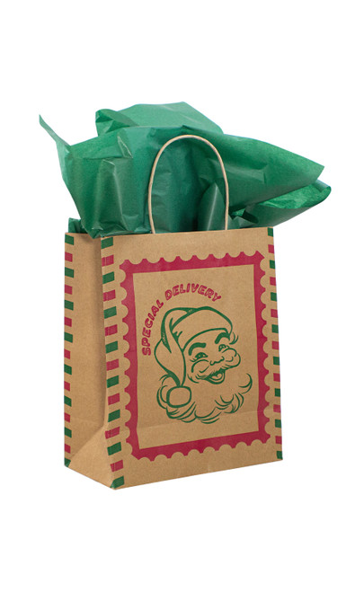 Medium Santa Stamp Paper Shopping Bags - Case of 100zoom