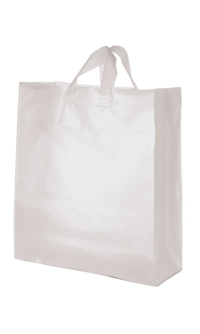 Jumbo Clear Frosted Plastic Shopping Bags - Case of 100zoom
